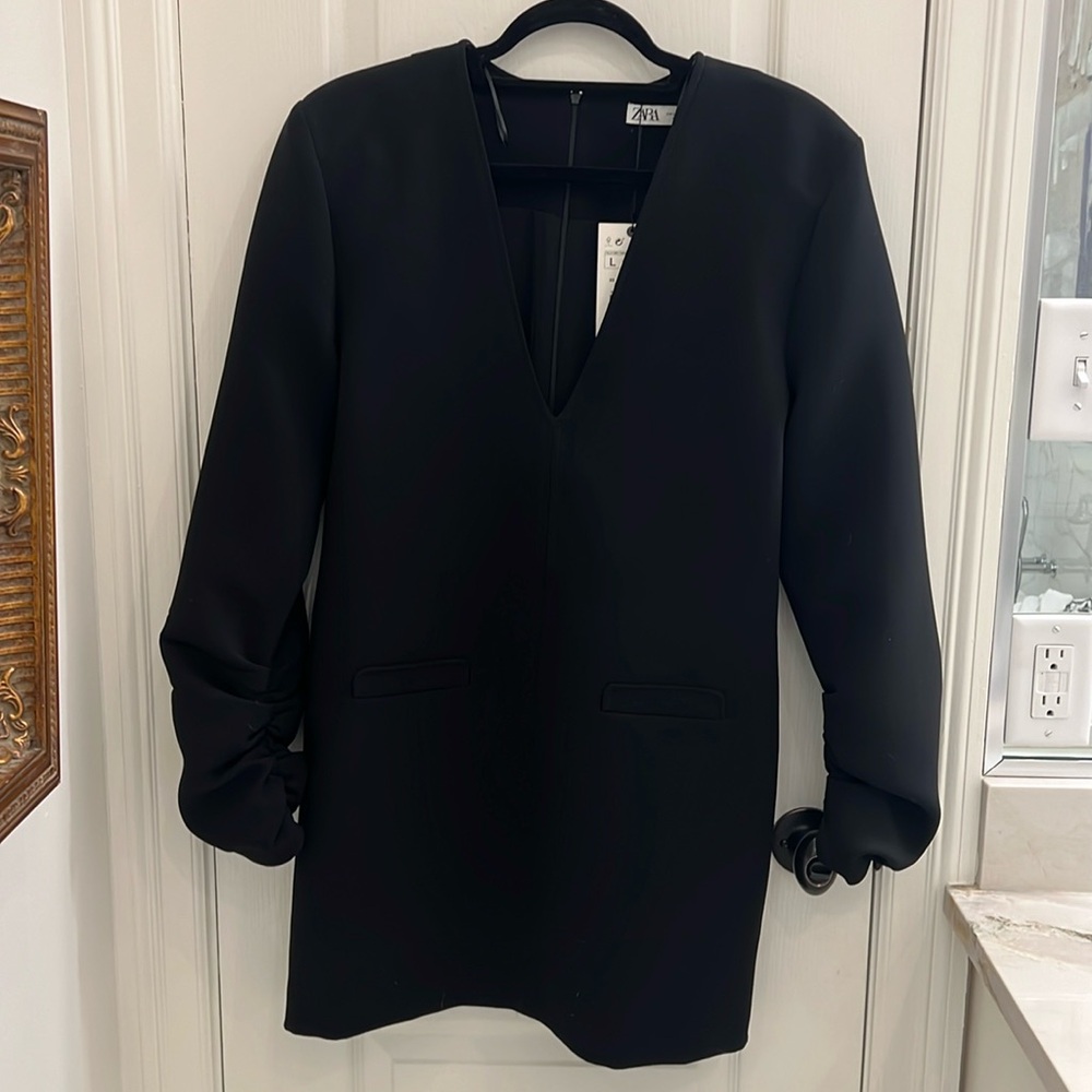 Zara Black Dress with Shoulder Pads